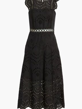 Sam Edelman Black Eyelet Maxi Dress with Scalloped Trim